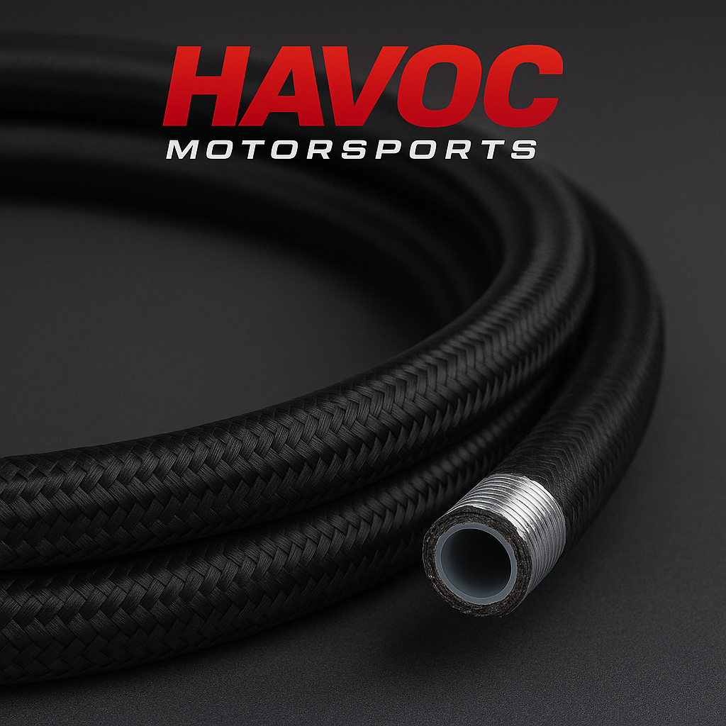 250 Series Black Nylon PTFE Teflon Braided Hose AN6 Per Metre